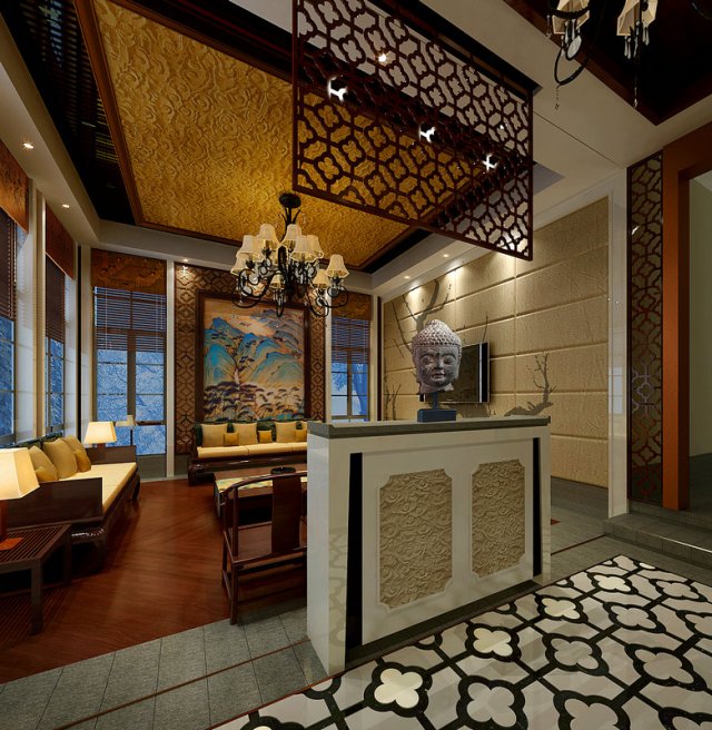 fashionable chinese reversionary dining room is 1830 3D Model .c4d .max .obj .3ds .fbx .stl .blend 