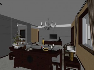 fashionable chinese reversionary dining room 1831 Modello 3D