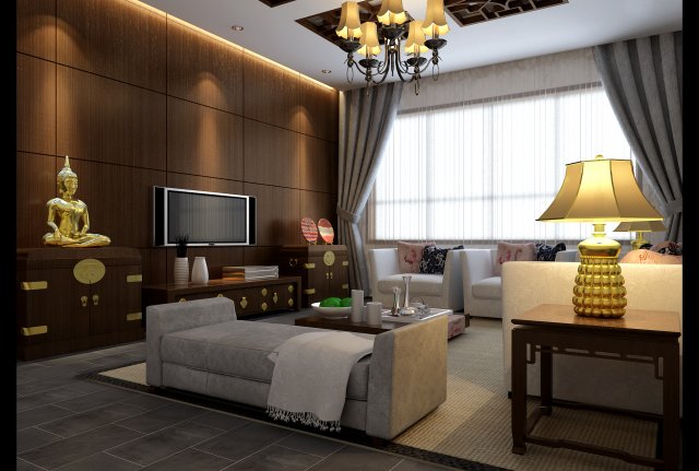 fashionable chinese style and vintage living room restaurant 1831 Modello 3D .c4d .max .obj .3ds .fbx .stl .blend