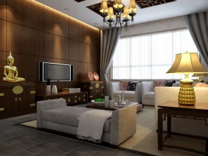 ファッショナブルな中華スタイルとヴィンテージのリビングルームレストラン 1831 3Dモデル