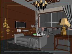 fashionable chinese style and vintage living room restaurant 1831 Modello 3D