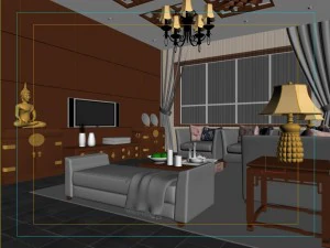 fashionable chinese style and vintage living room restaurant 1831 3D Model