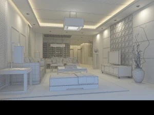 fashionable chinese vintage room restaurant 1834 3D Model