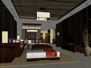 fashionable chinese vintage room restaurant 1834 3D Model