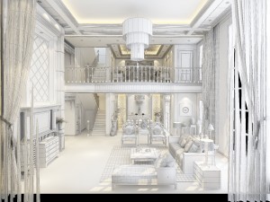 fashionable chinese reversionary dining room 1835 Modello 3D