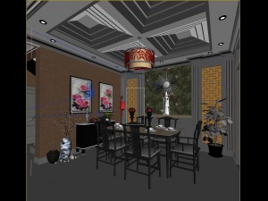 fashionable chinese reversionary dining room 1835 Modello 3D
