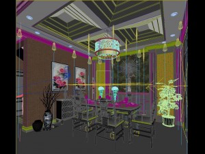 fashionable chinese reversionary dining room 1835 Modello 3D