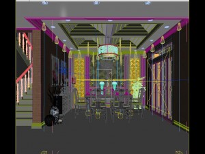 fashionable chinese reversionary dining room 1835 Modello 3D