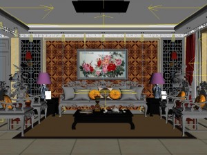 fashionable chinese reversionary dining room restaurant 1836 3D Model