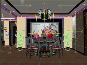 fashionable chinese vintage room restaurant 1837 Modelo 3D