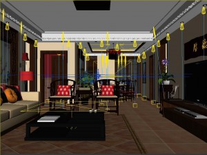 fashionable chinese vintage room restaurant 1837 Modelo 3D