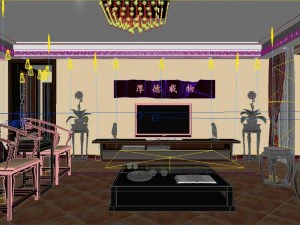 fashionable chinese vintage room restaurant 1837 3D Model