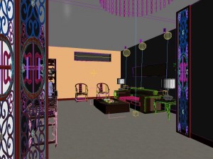 fashionable chinese vintage room restaurant 1840 Modello 3D