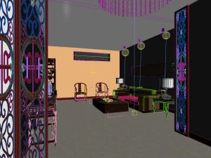 fashionable chinese vintage room restaurant 1840 3D Model