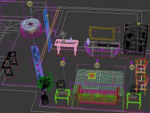 fashionable chinese vintage room restaurant 1840 Modello 3D
