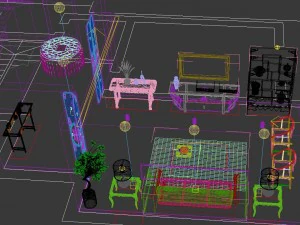 fashionable chinese vintage room restaurant 1840 3D Model