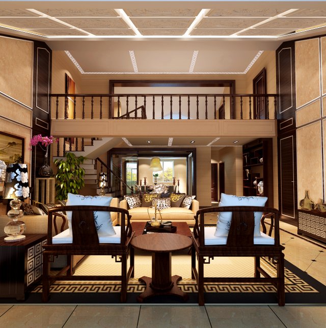 fashionable chinese reversionary dining room restaurant 1844 3D 模型 .c4d .max .obj .3ds .fbx .stl .blend 