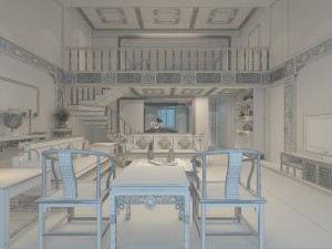 fashionable chinese reversionary dining room restaurant 1844 3D 模型