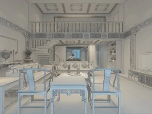 fashionable chinese reversionary dining room restaurant 1844 3D Model