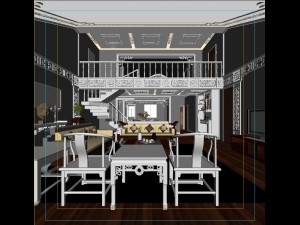 fashionable chinese reversionary dining room restaurant 1844 3D 模型