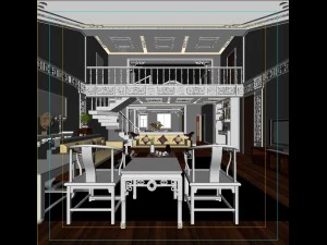 fashionable chinese reversionary dining room restaurant 1844 3D Model
