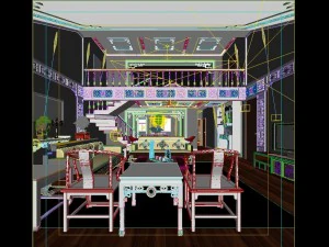 fashionable chinese reversionary dining room restaurant 1844 3D Model