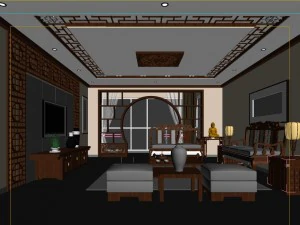 fashionable chinese style and vintage dining room 1847 3D Model