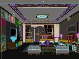 fashionable chinese style and vintage dining room 1847 3D Model