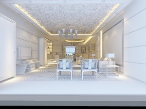 the fashionable chinese vintage parlour restaurant 1848 Model 3D