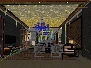 the fashionable chinese vintage parlour restaurant 1848 Model 3D