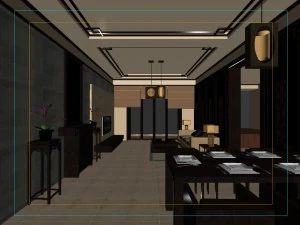 fashionable chinese style reversionary dining room of 1850 3D Model