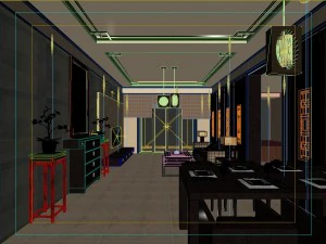 fashionable chinese style reversionary dining room of 1850 3D Model