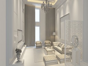 fashionable chinese style and vintage living room restaurant 1851 3D Model