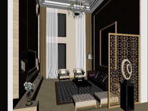 fashionable chinese style and vintage living room restaurant 1851 3D Model