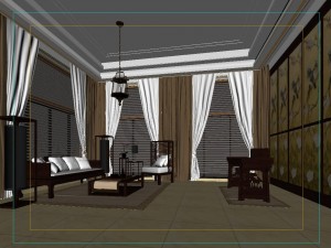 fashionable chinese reversionary dining room restaurant 1852 Modelo 3D