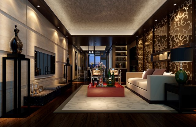 fashionable chinese style and vintage living room restaurant 1853 Modelo 3D .c4d .max .obj .3ds .fbx .stl .blend 