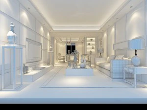 fashionable chinese style and vintage living room restaurant 1853 3D Model