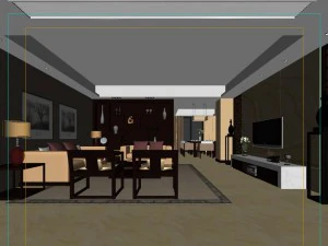 fashionable chinese reversionary dining room restaurant 1854 3D Model