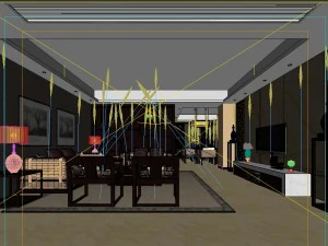 fashionable chinese reversionary dining room restaurant 1854 3D Model