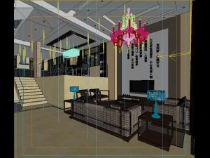 fashionable chinese style and vintage dining room 1855 3D Model