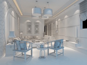 fashionable chinese style and vintage dining room restaurant 1856 3D 모델