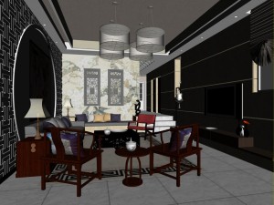 fashionable chinese style and vintage dining room restaurant 1856 3D 모델