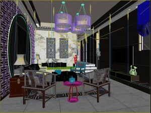 fashionable chinese style and vintage dining room restaurant 1856 3D 모델