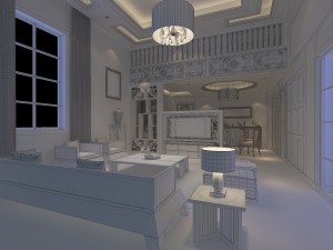 fashionable chinese reversionary dining room restaurant 1857 Model 3D
