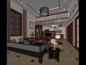 fashionable chinese reversionary dining room restaurant 1857 Model 3D
