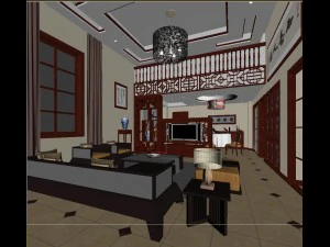 fashionable chinese reversionary dining room restaurant 1857 3D Model