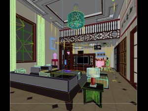 fashionable chinese reversionary dining room restaurant 1857 Model 3D