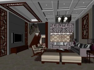 fashionable chinese style and vintage dining room restaurant 1858 3D Model