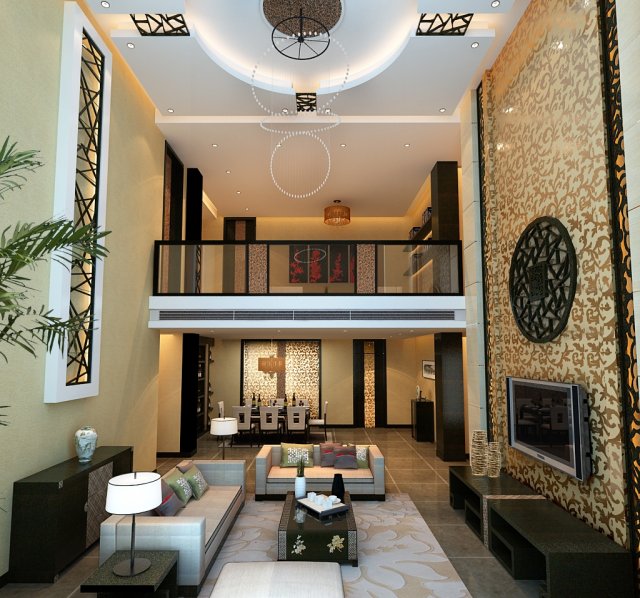 fashionable chinese style and vintage living room restaurant 1859 3D Modell .c4d .max .obj .3ds .fbx .stl .blend 