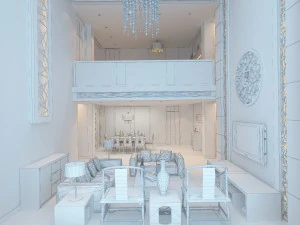 fashionable chinese style and vintage living room restaurant 1859 3D Model
